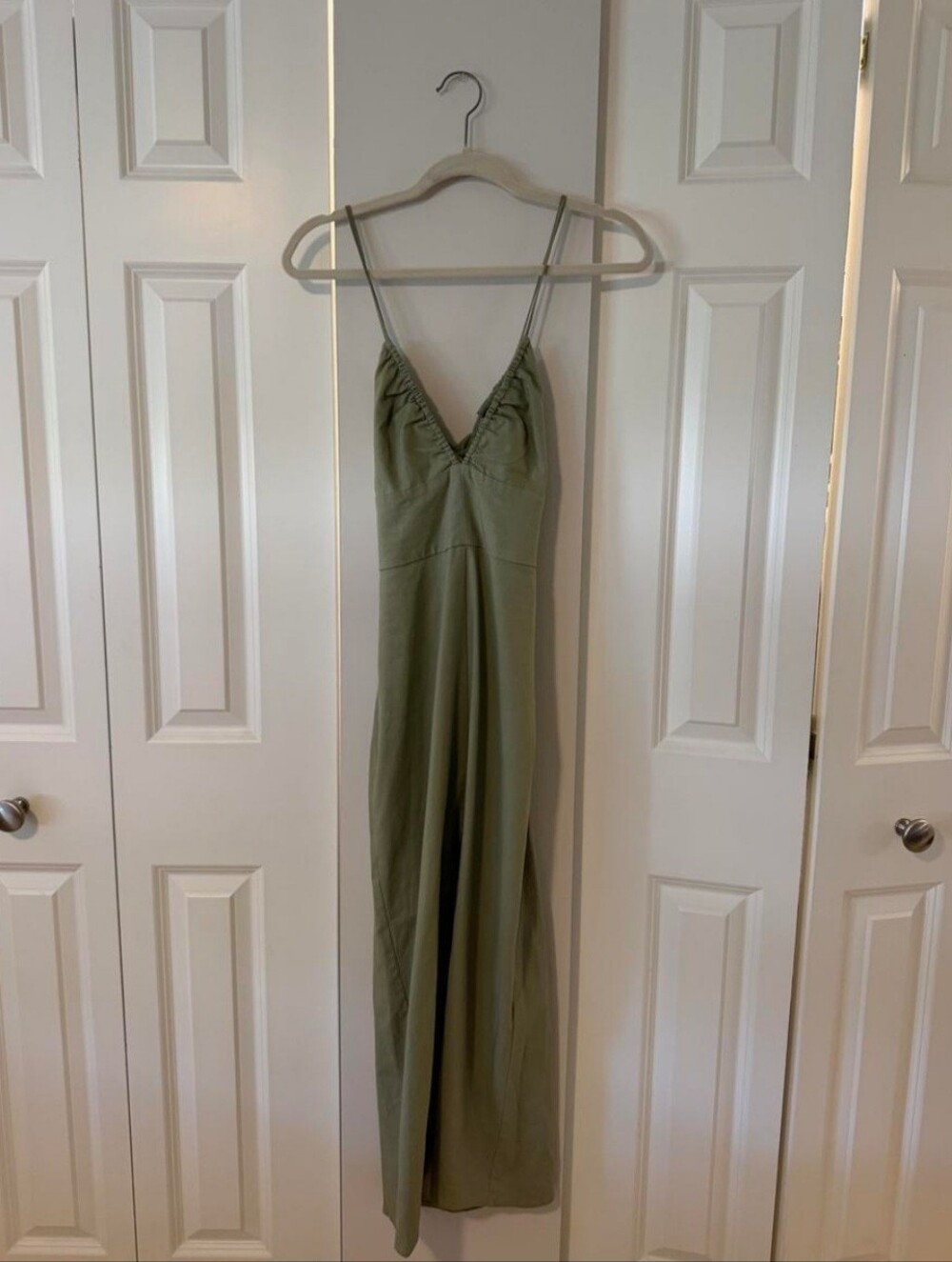 Olive Green Spaghetti Strap Maxi Dress